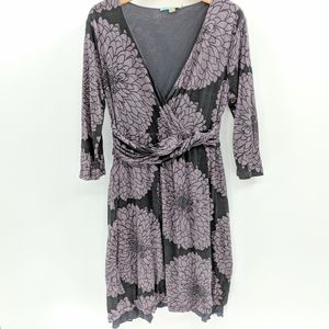 Bodoen Large Floral Print Faux Wrap Dress